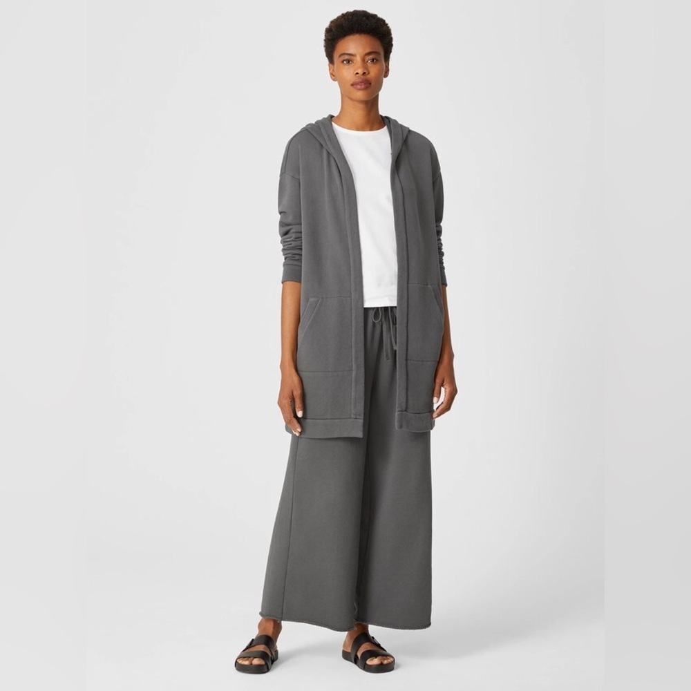 Eileen Fisher Organic Cotton French Terry Hooded Jacket - Picture 3 of 14